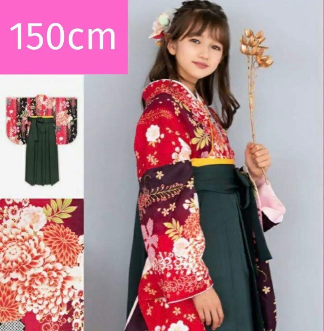 【週末セール】150cm 小学校 卒業 簡単着付け袴セット