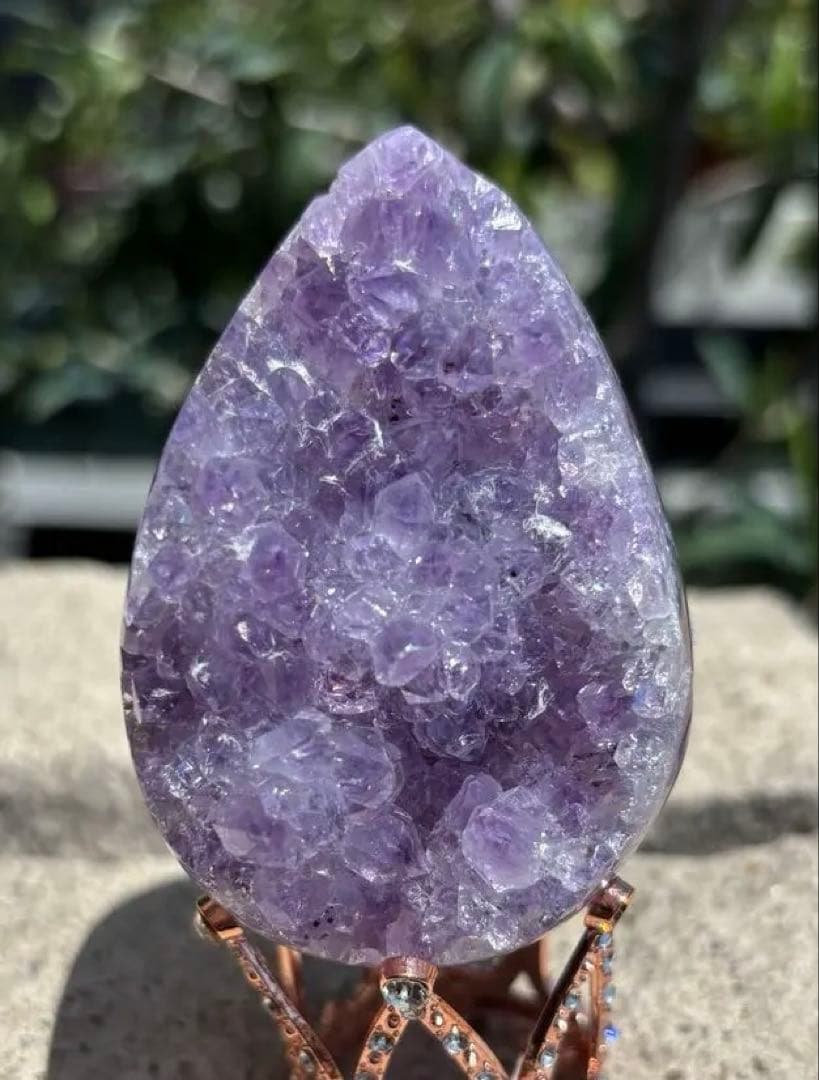 最高品質！ウルグアイ産⭐虹入！アメジストたまご小花付⭐RM 4