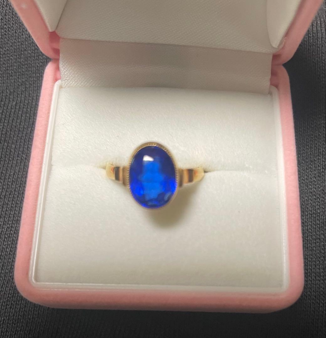 イングランドブルートパーズリング　18金　11号　送料無料！