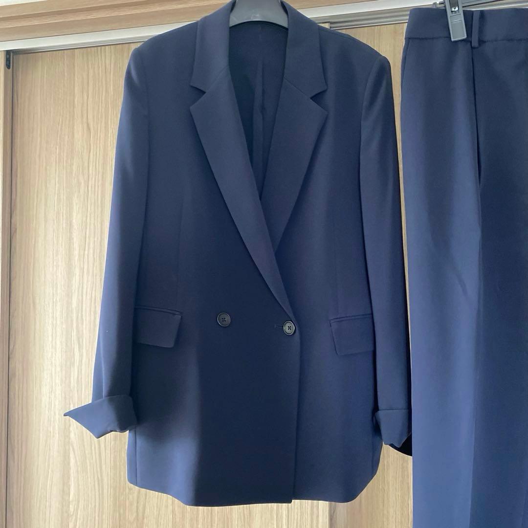 PLST　トリアセブレンドダブルジャケット　テーパードパンツ　ネイビー