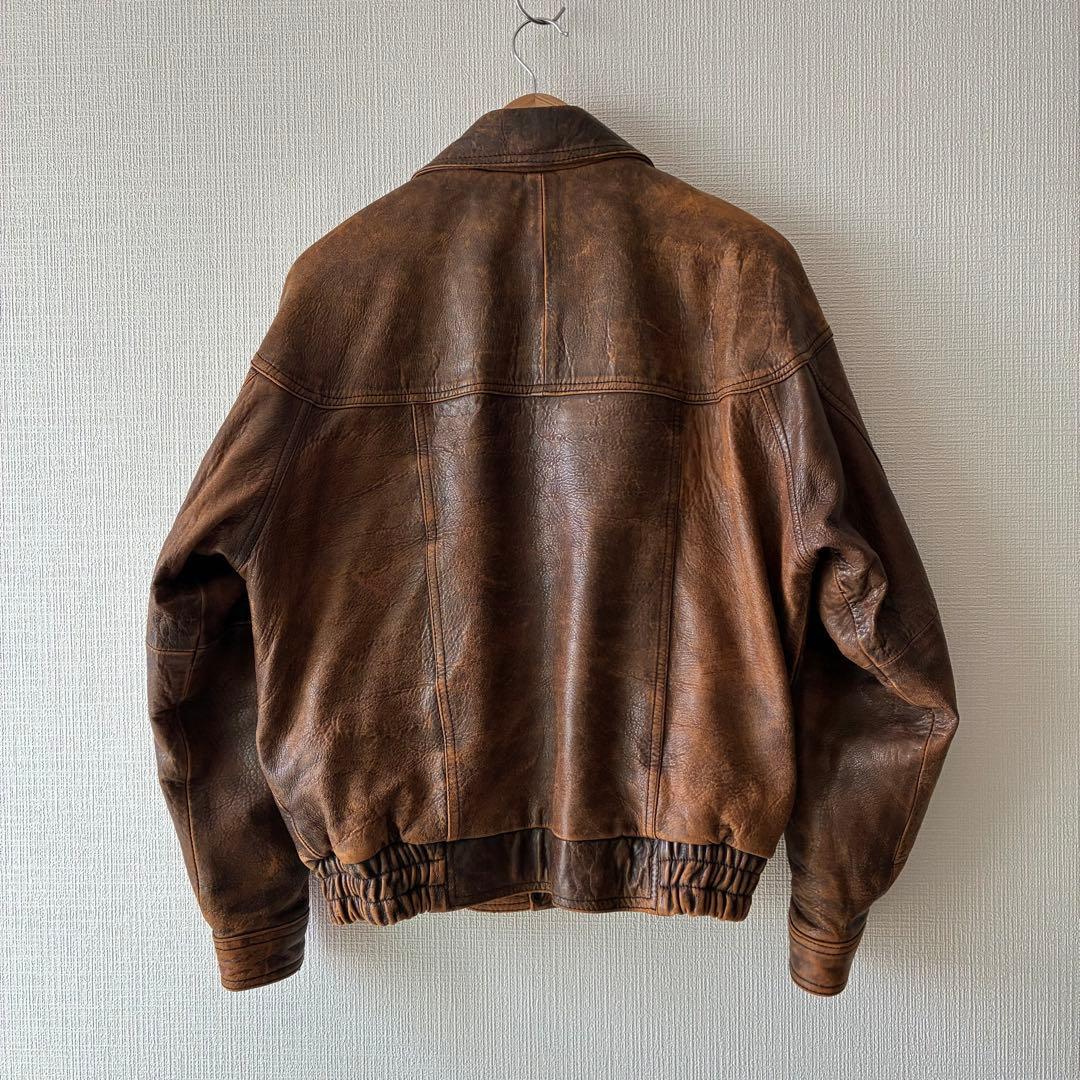 80's ヴィンテージ レザー ボンバージャケット ブラウン A-2 G-1