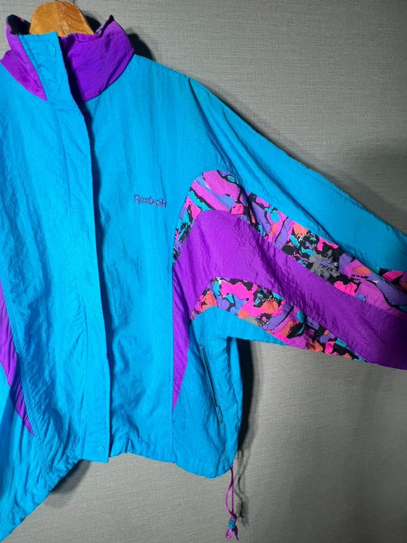 90s Reebok リーボック ビンテージ ナイロンジャケット マルチカラー