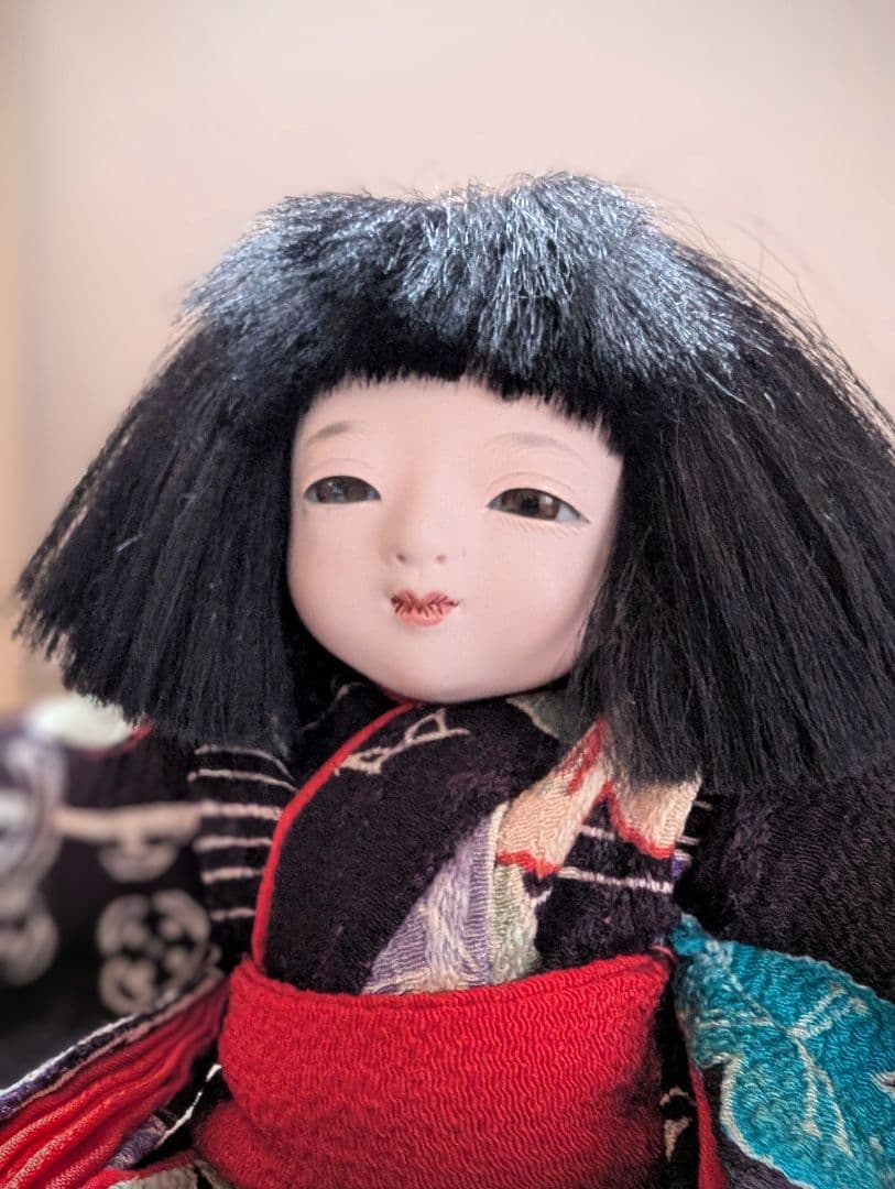 人気作家「味岡映水」 市松人形女の子 日本人形１６cm 桐塑美品 豆人形