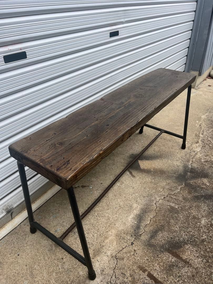 アイアン　ベンチ　足場板（古材）　アンティーク　板保護塗料　送料込み
