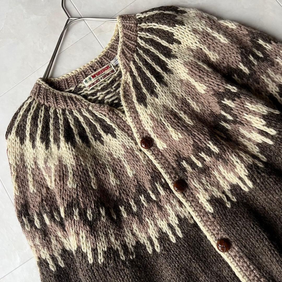 マックレガー 70s ノルディック ウール ニット カーディガン M くるみ釦