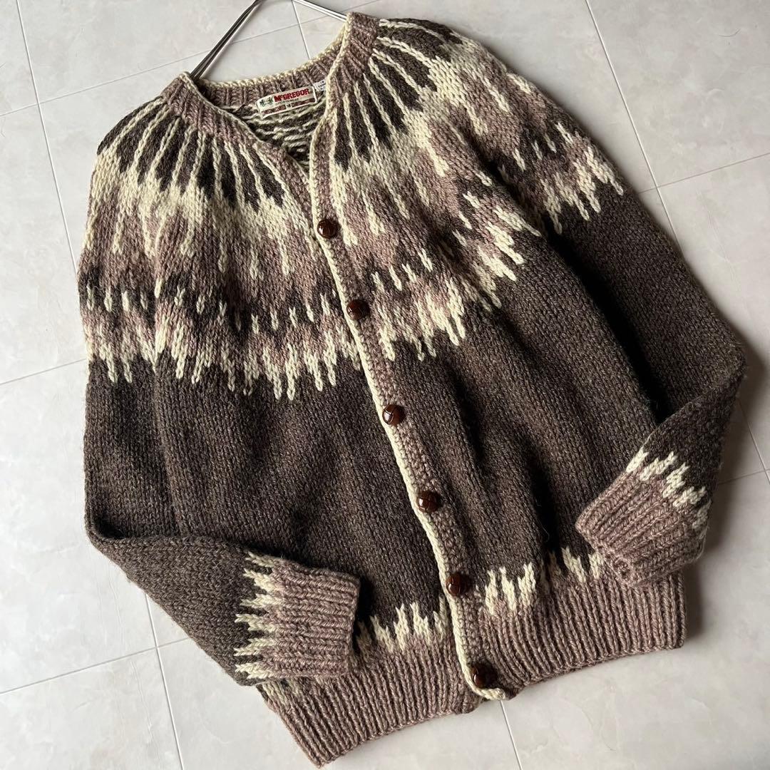 マックレガー 70s ノルディック ウール ニット カーディガン M くるみ釦