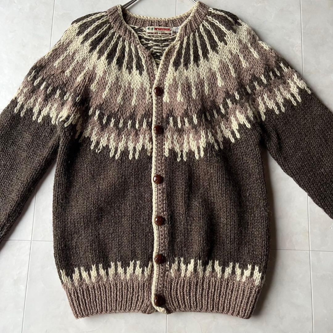 マックレガー 70s ノルディック ウール ニット カーディガン M くるみ釦