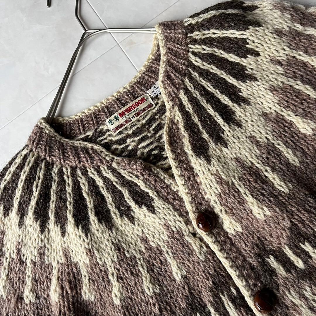 マックレガー 70s ノルディック ウール ニット カーディガン M くるみ釦