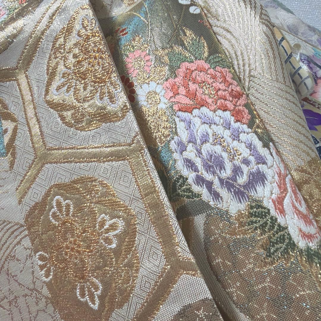 4 振袖フルセット 正絹 難あり 水色 紫 ピンク 銀彩 絞り 小柄さん レトロ