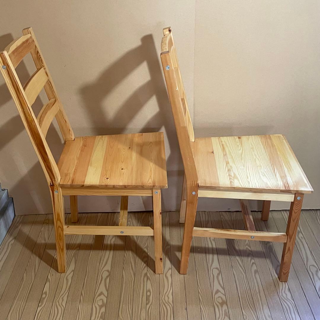 イケア　ヨクモク木製ダイニングチェア 4脚セット