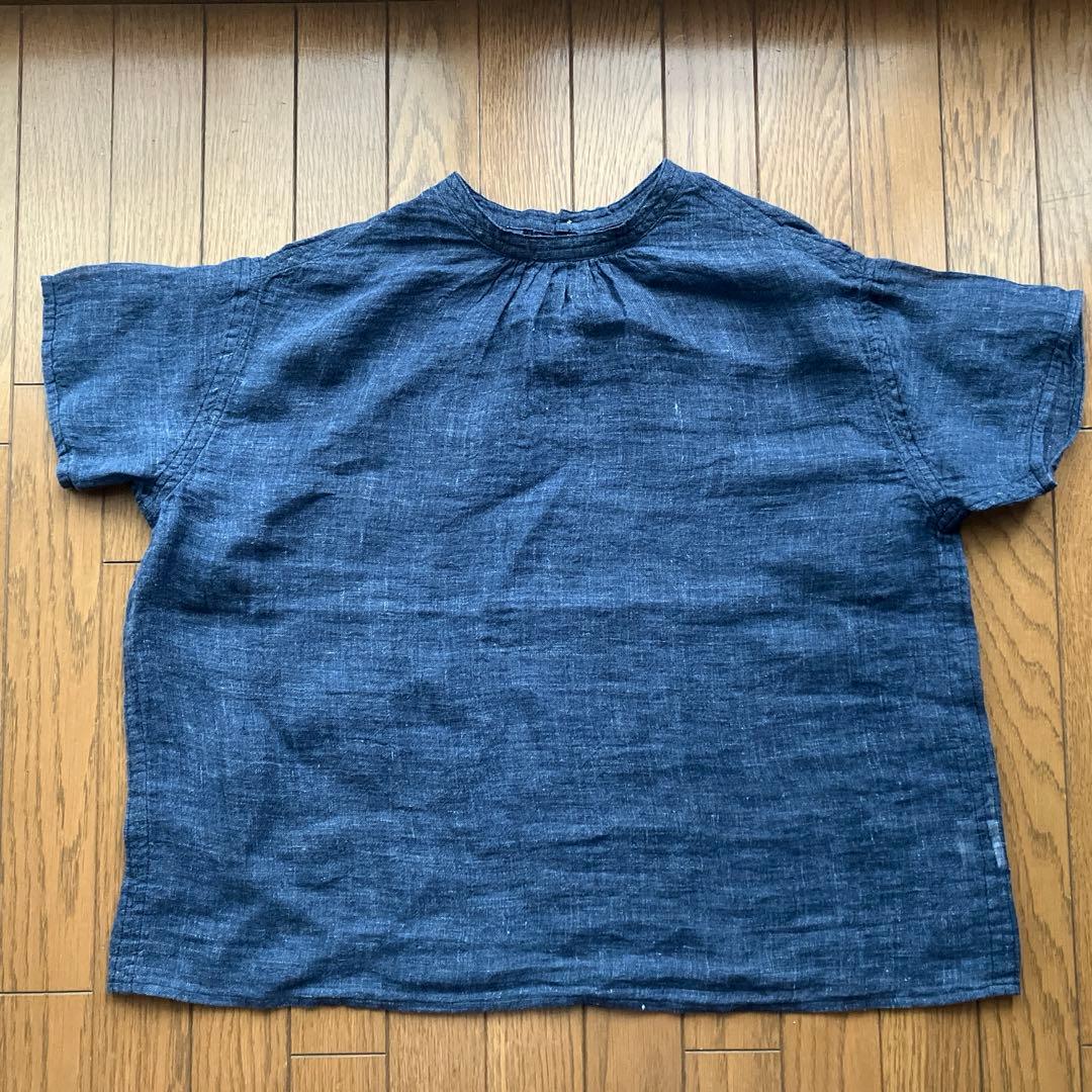 新品未使用　麻のかや織 モックネックブラウス