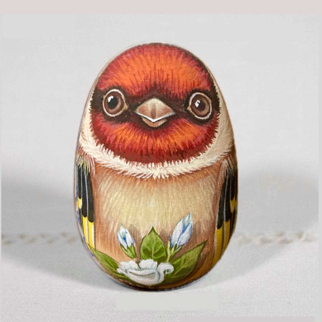 ロシア雑貨☆イースターエッグ オーナメント『ゴールドフィンチ』マトリョーシカ