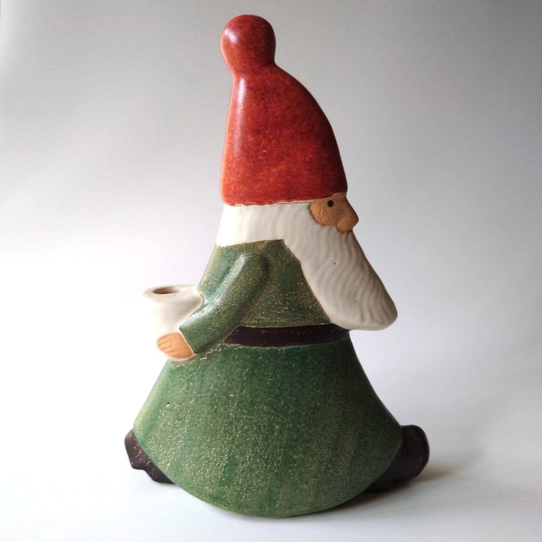 リサラーソン　サンタ　ストレスサンタ　キャンドルホルダー　グリーン