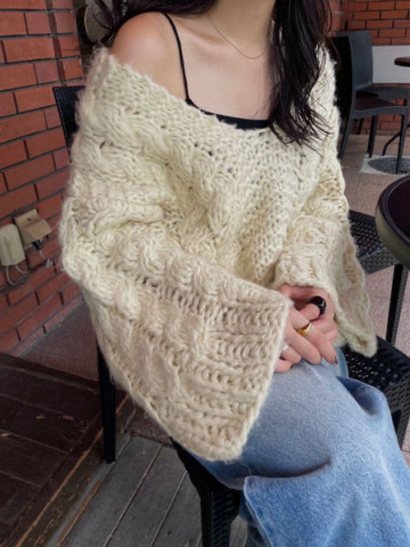トップス efu HAND CABLE KNIT
