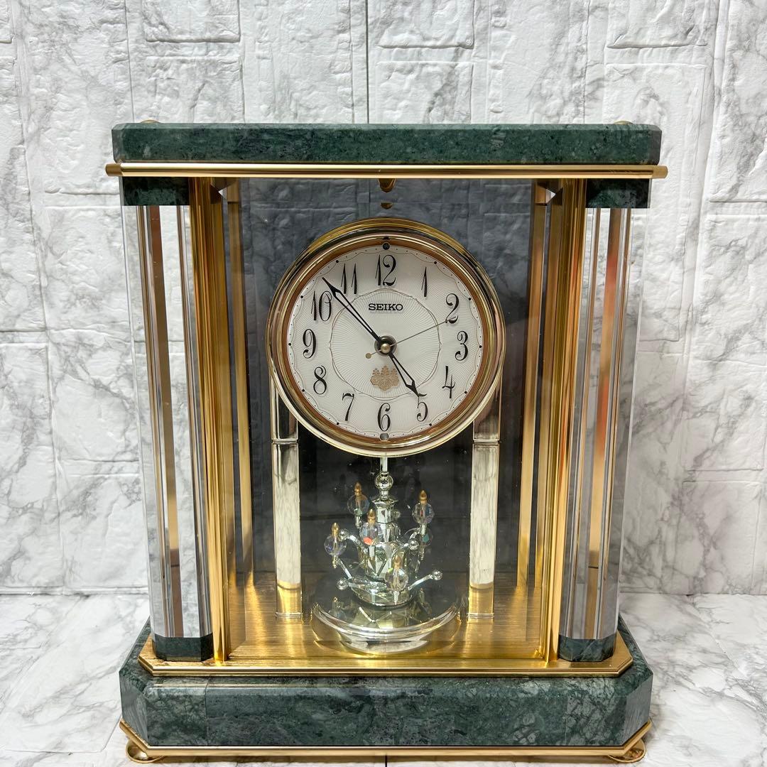 SEIKO セイコー 置時計 HW926G 蛇紋石 内閣総理大臣贈呈 電波時計