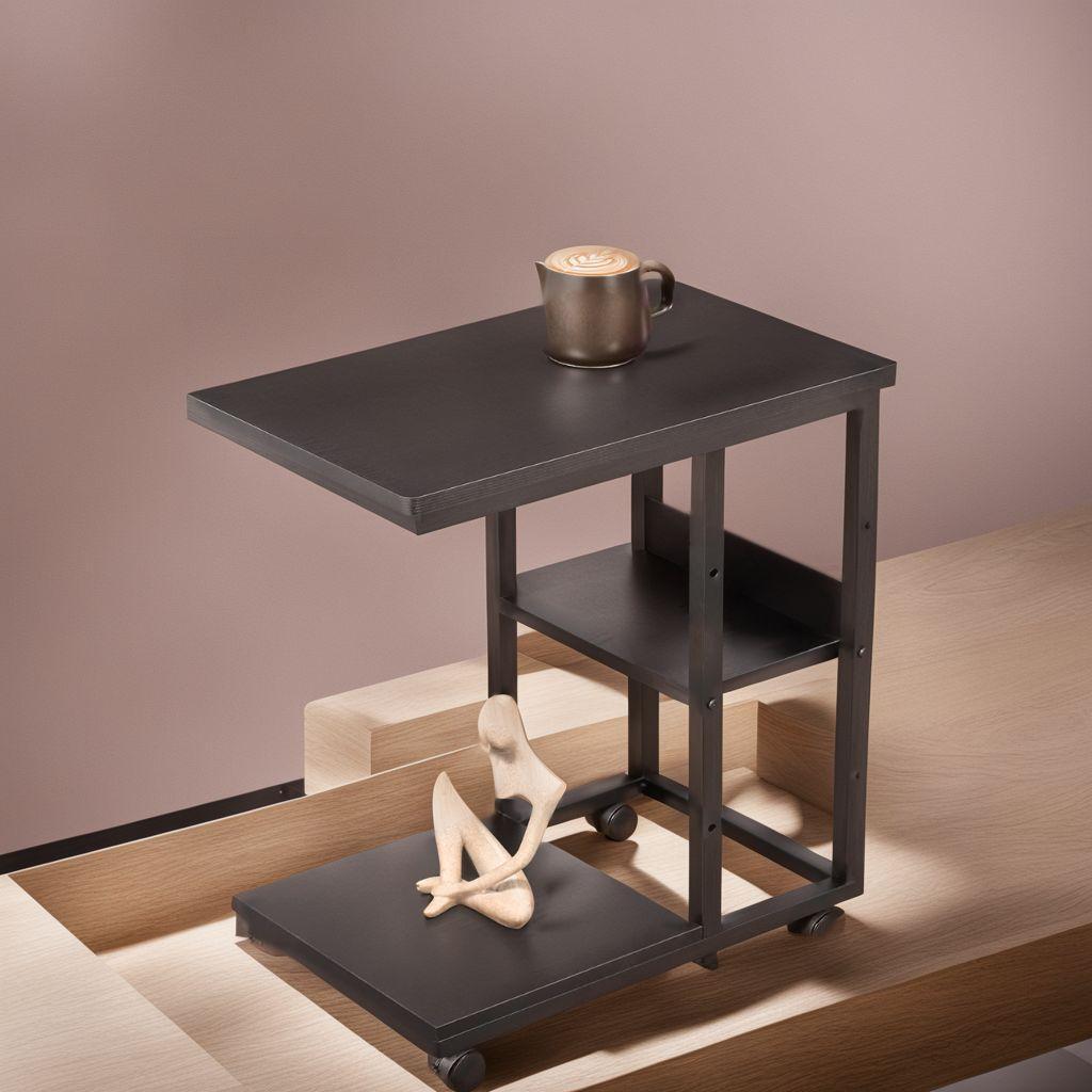 サイドテーブル シック 使いやすさ抜群 コの字 移動 キャスター