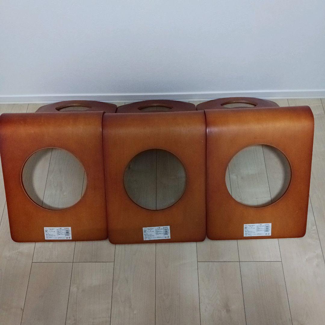 コメリ 木製チェア3脚セット まとめ買い向け 店舗什器にも　曲線デザイン