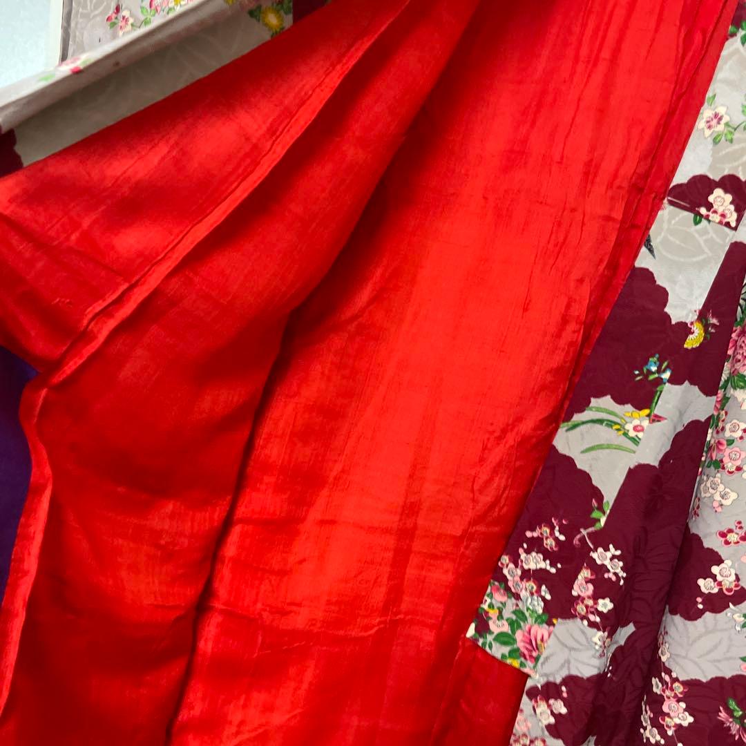 アンティーク大正ロマン　レア花づくしの着物　七五三着物　十三詣りアンティーク着物