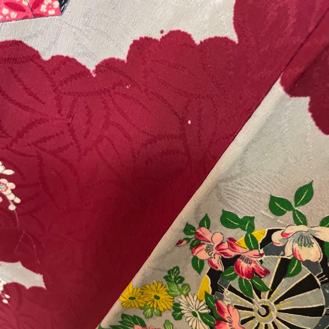 アンティーク大正ロマン　レア花づくしの着物　七五三着物　十三詣りアンティーク着物