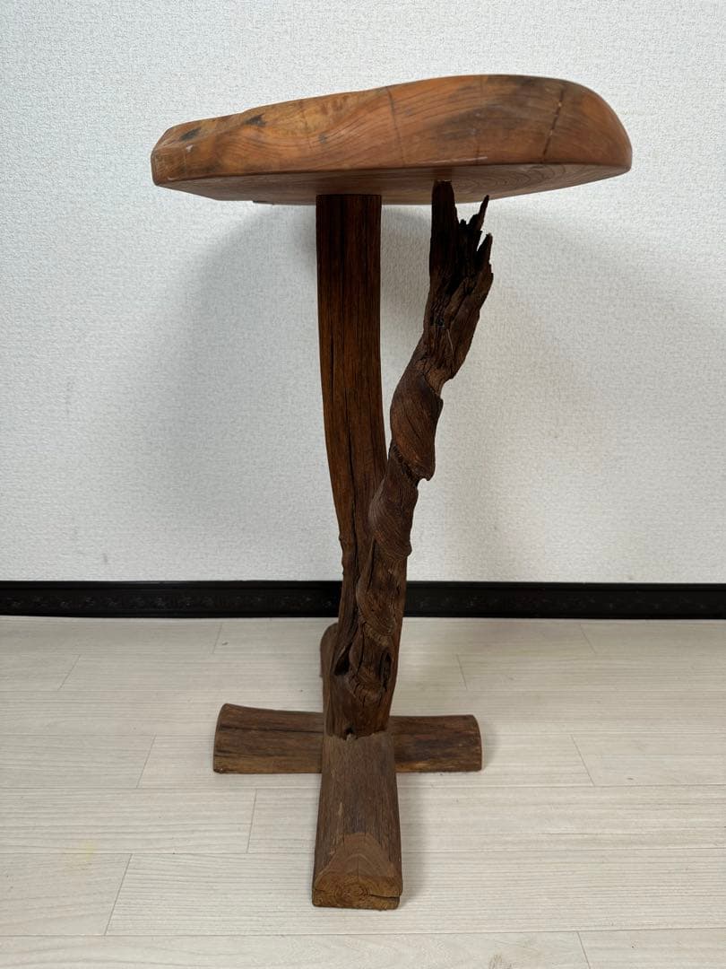 天然木 無垢材 手作り サイドテーブル 机 電話台 花台 管理No.※i4※