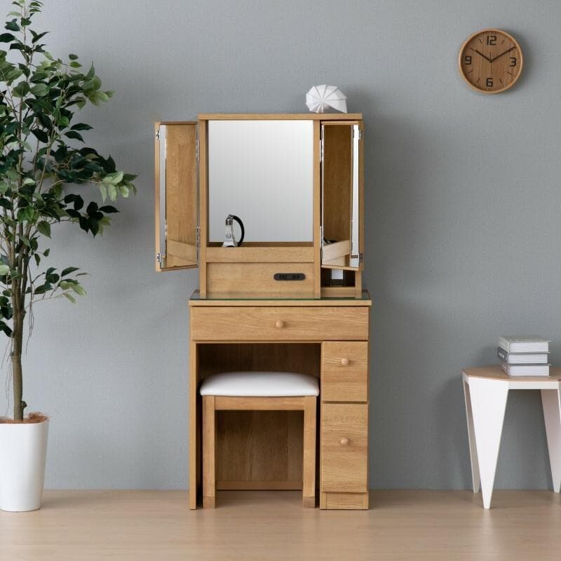 ISK DR PA3　ドレッサー　ナチュラル　チェア付　＊コスメ　メイク