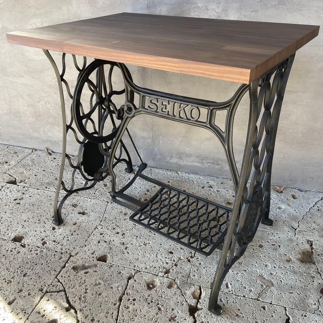 希少　工業用ワイド　アンティークミシン脚テーブル　【SEIKO】 足踏みミシン