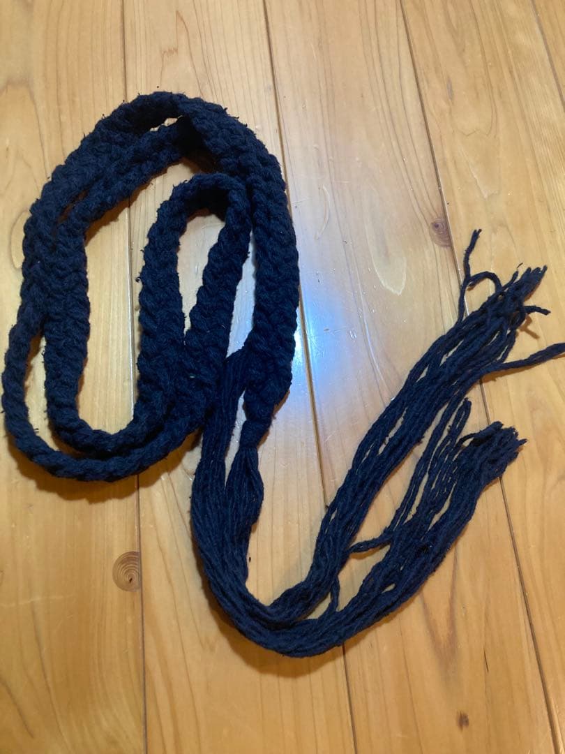 ナンバーナイン黒ブラック編み込みベルト フリンジ付きnumbernine