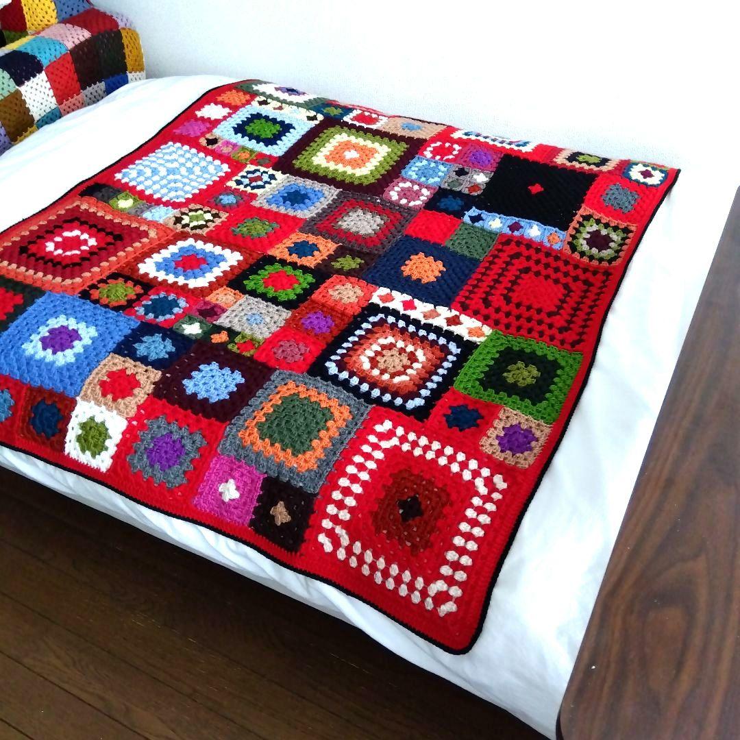 モチーフ編みブランケット　マルチカバー