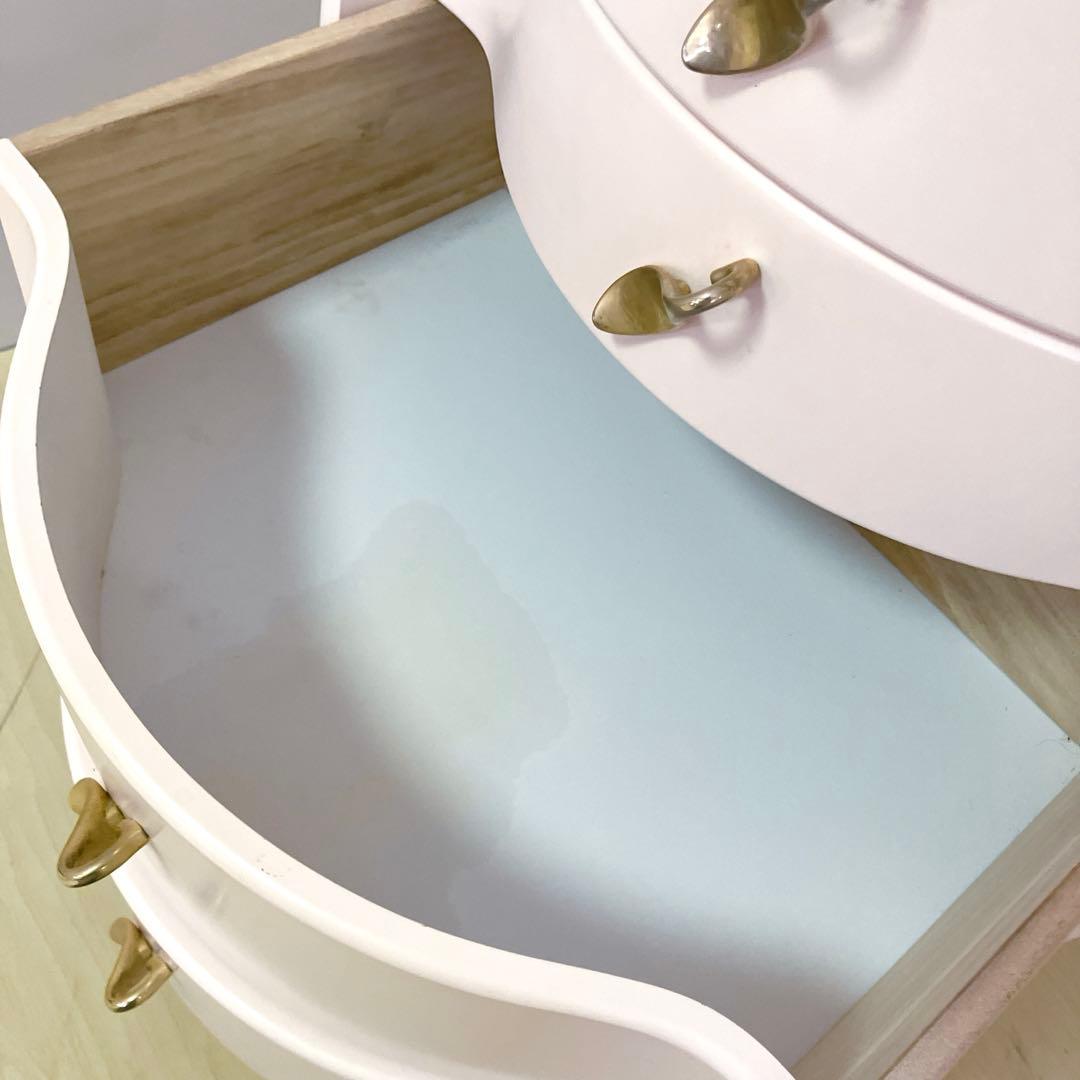 猫脚　アンティーク調　ペールピンク　サイドチェスト　コンソール　キャビネット