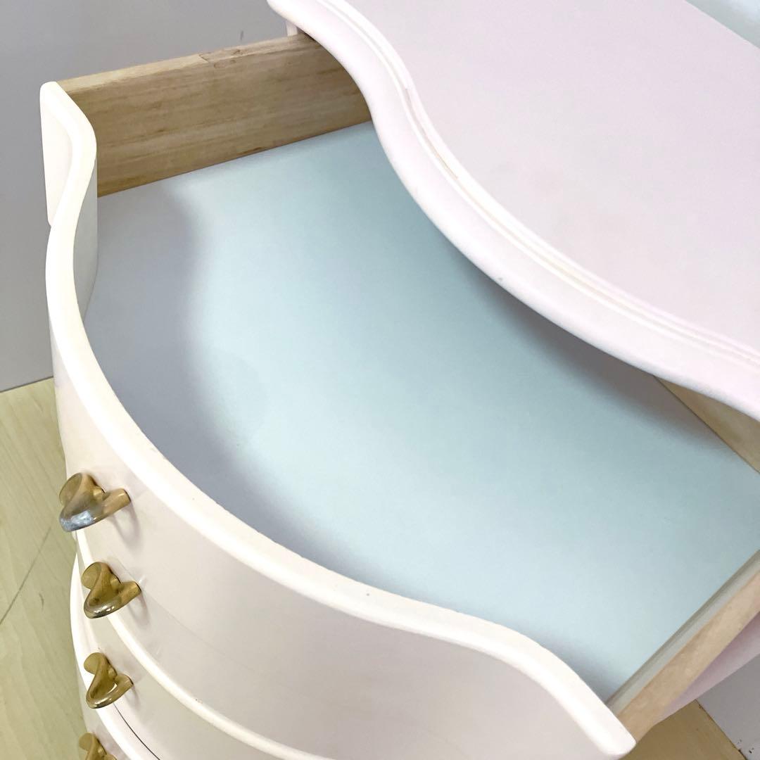 猫脚　アンティーク調　ペールピンク　サイドチェスト　コンソール　キャビネット