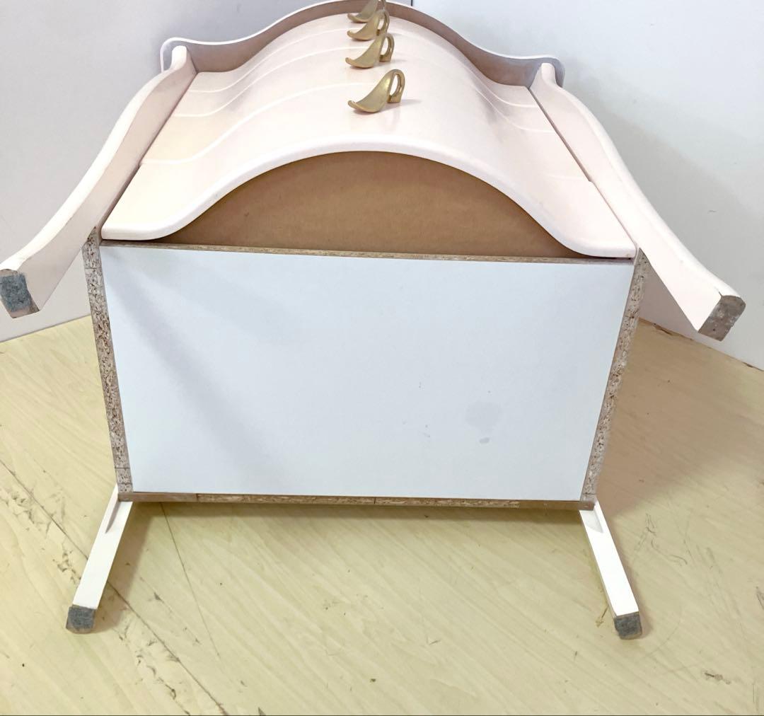 猫脚　アンティーク調　ペールピンク　サイドチェスト　コンソール　キャビネット