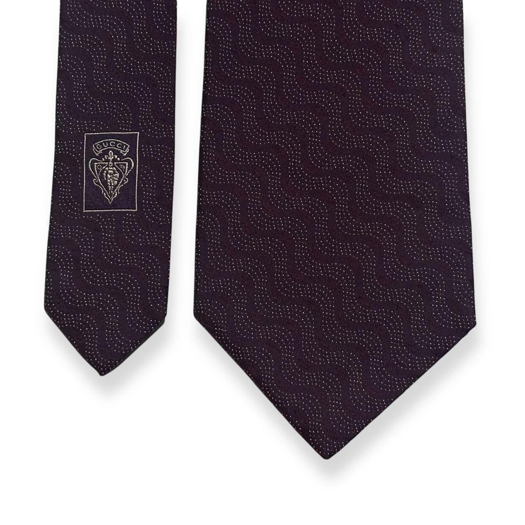 美品✨GUCCI ネクタイ　グッチ　ボルドー　ワインレッド　ジャガード