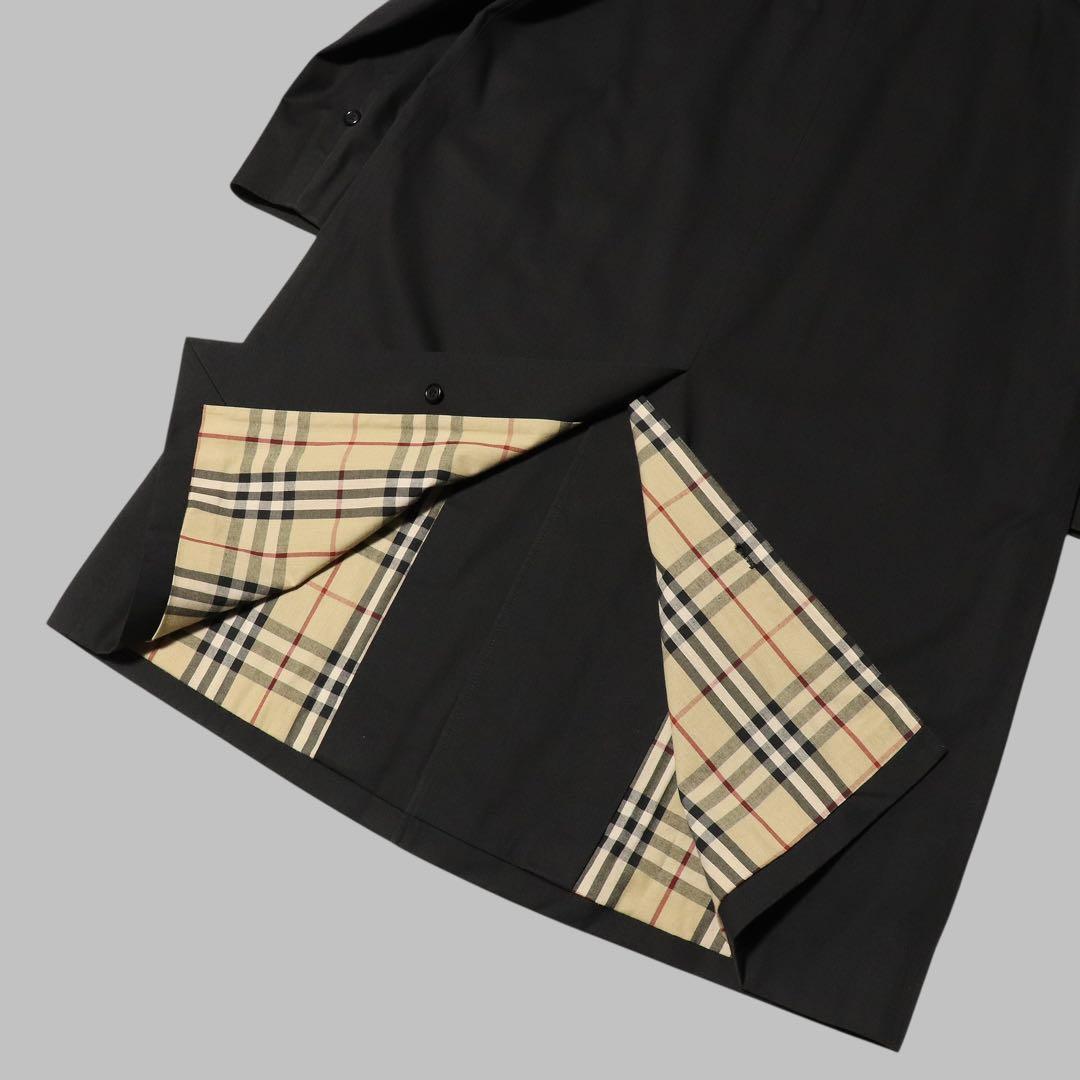 BURBERRY★ノバチェック柄 ステンカラーコート★ブラック★黒★英国製★L