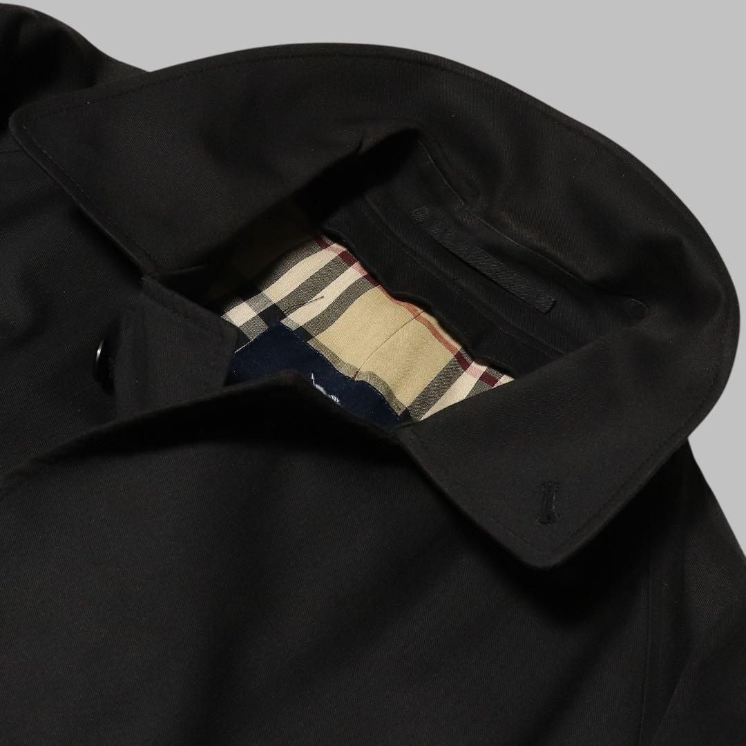 BURBERRY★ノバチェック柄 ステンカラーコート★ブラック★黒★英国製★L