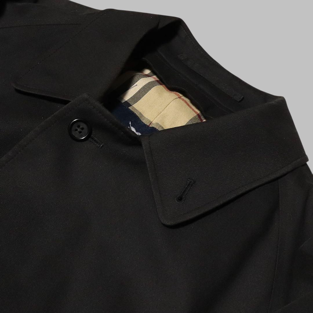 BURBERRY★ノバチェック柄 ステンカラーコート★ブラック★黒★英国製★L