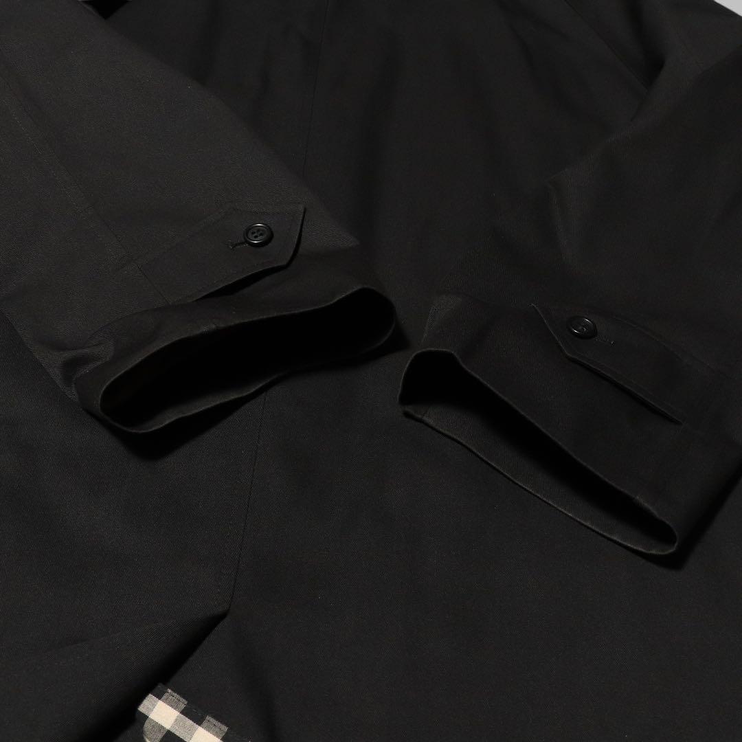 BURBERRY★ノバチェック柄 ステンカラーコート★ブラック★黒★英国製★L