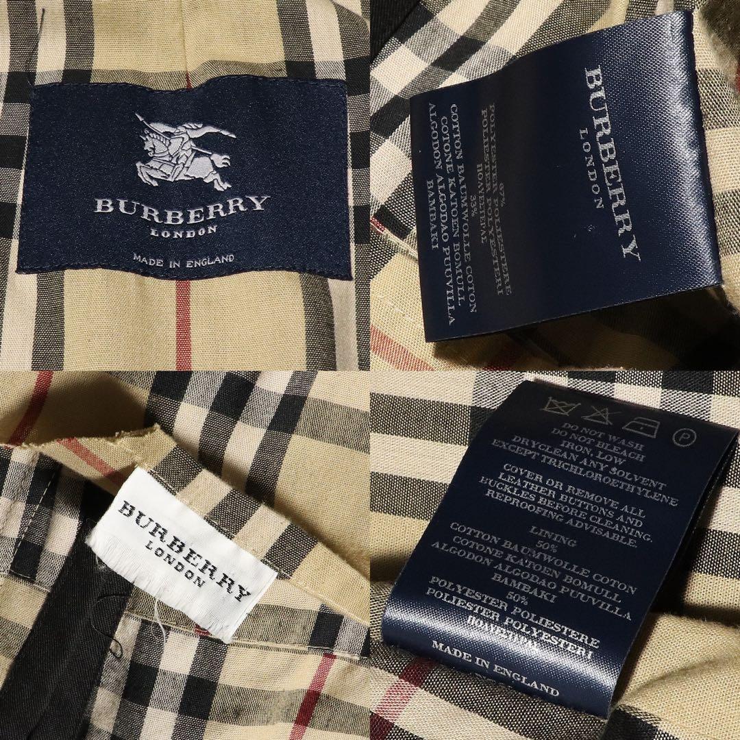 BURBERRY★ノバチェック柄 ステンカラーコート★ブラック★黒★英国製★L