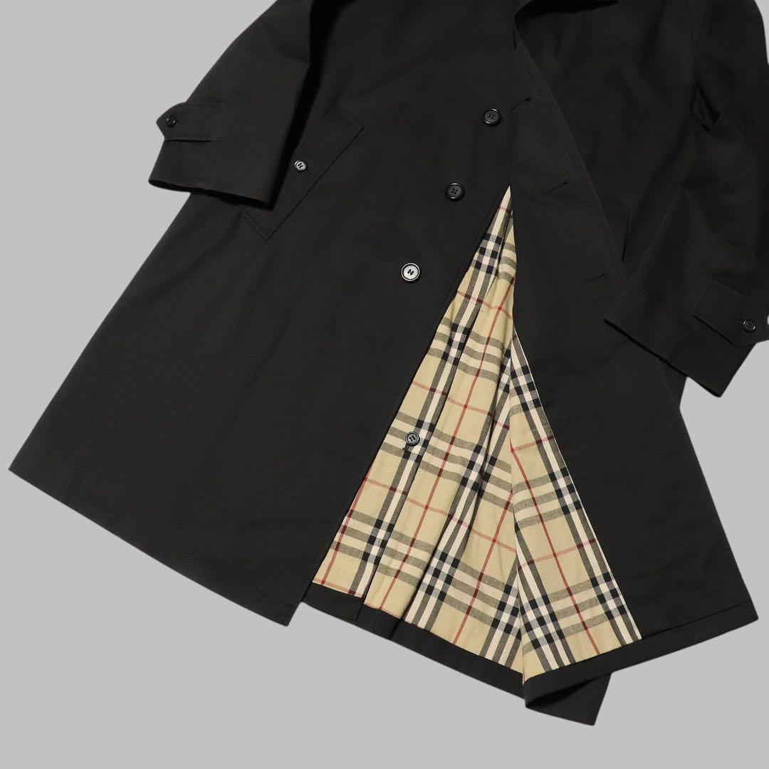 BURBERRY★ノバチェック柄 ステンカラーコート★ブラック★黒★英国製★L