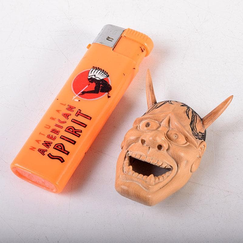 時代提げ物　木彫　面根付　能面　お面　般若面　C　7926