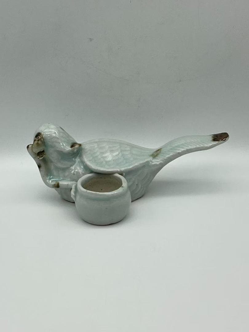 宋時代 青磁 湖田窯 影青釉鳥型水差し　水指　名品珍品(F-158)
