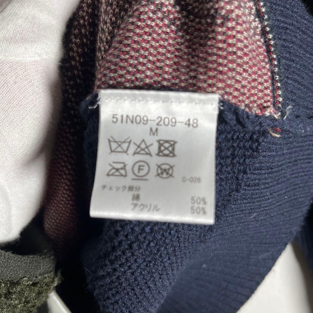 【美品】ブラックレーベルクレストブリッジ パネルチェックハイネックカーディガンM