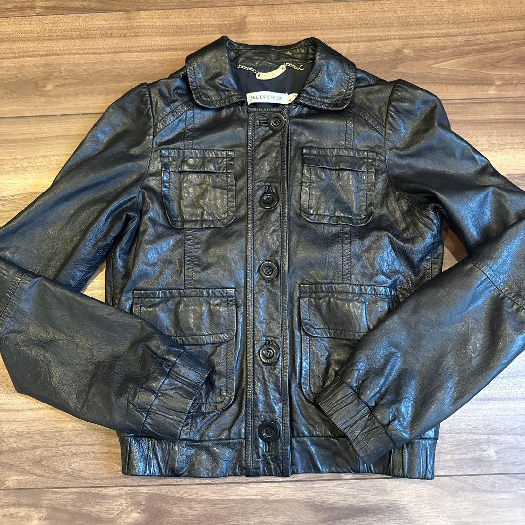 SEE BY CHLOÉ ブラックレザージャケット 38