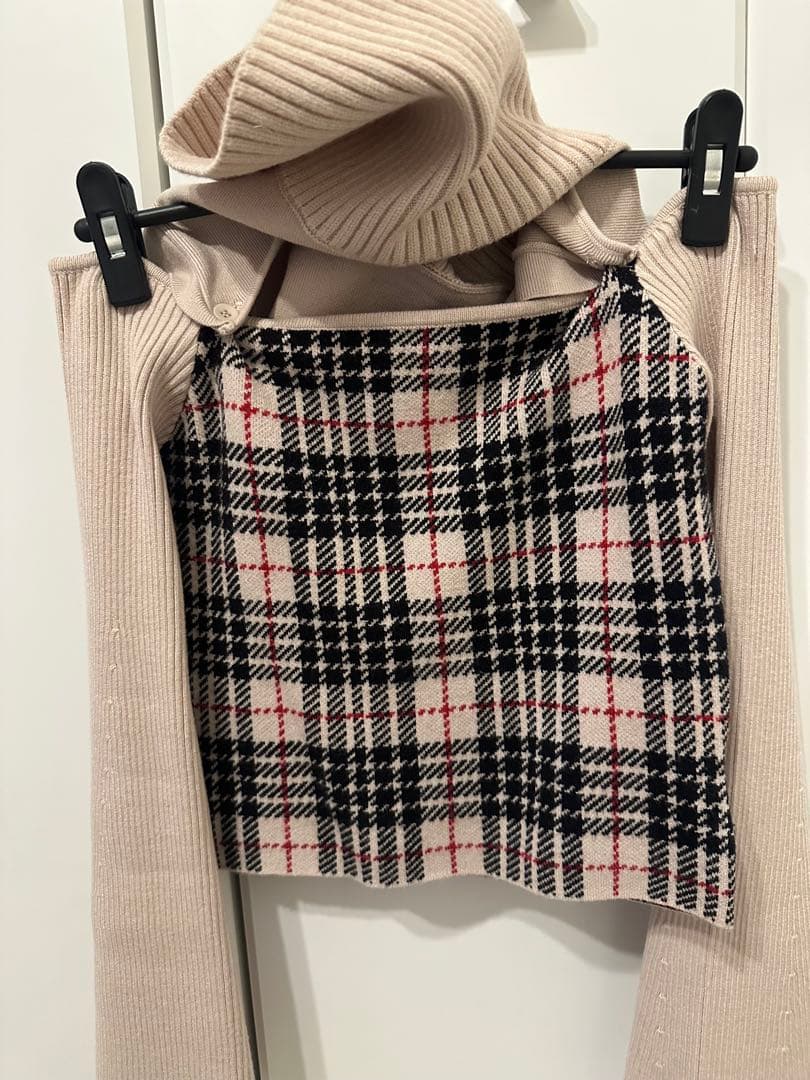 randy ニット 2wayプレイドニットトップス