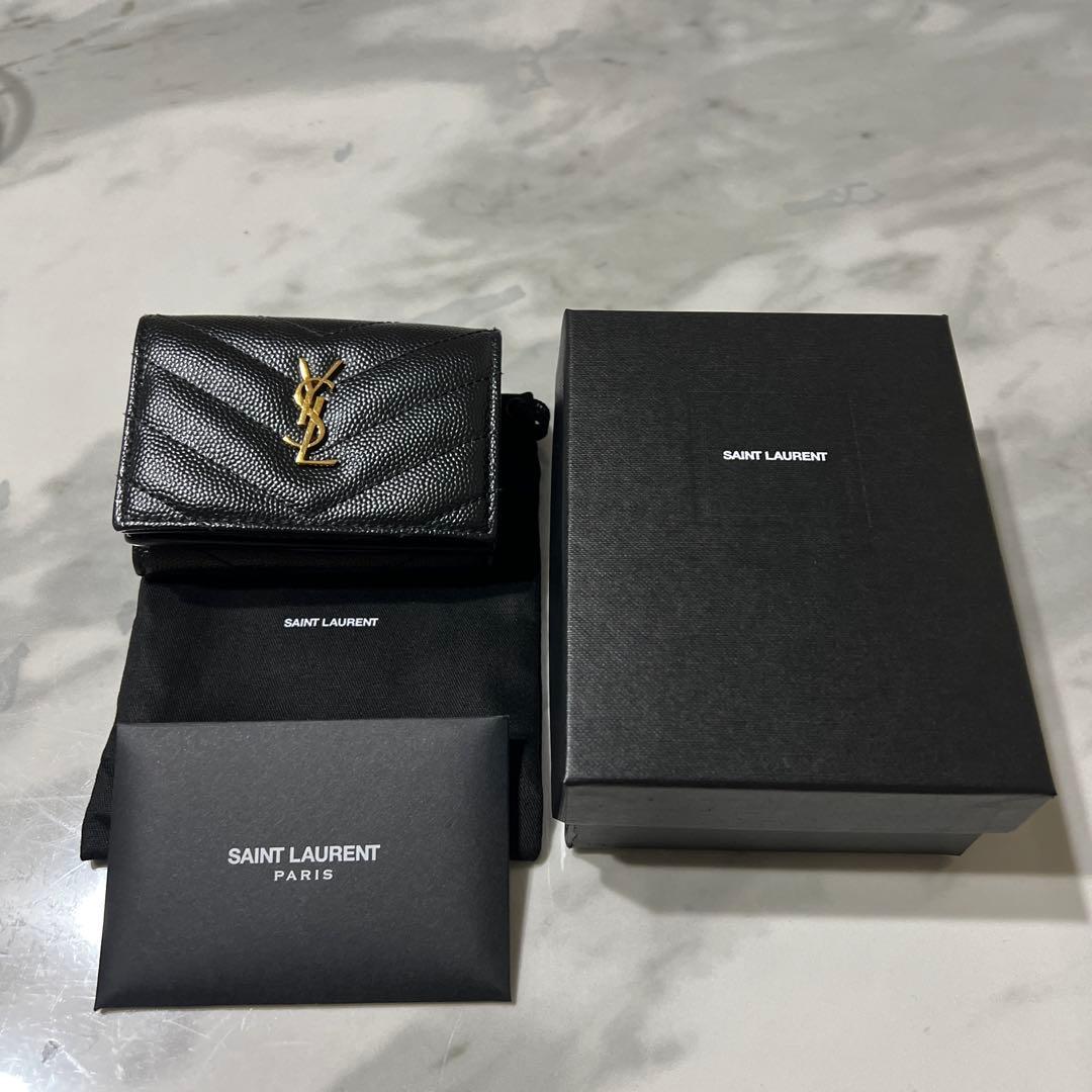 M.K　 SAINT LAURENT サンローラン三つ折り財布　ブラック