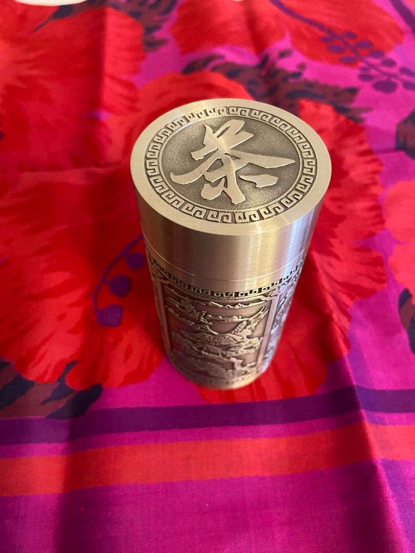 茶筒　錫　ピューター　ティーキャディー