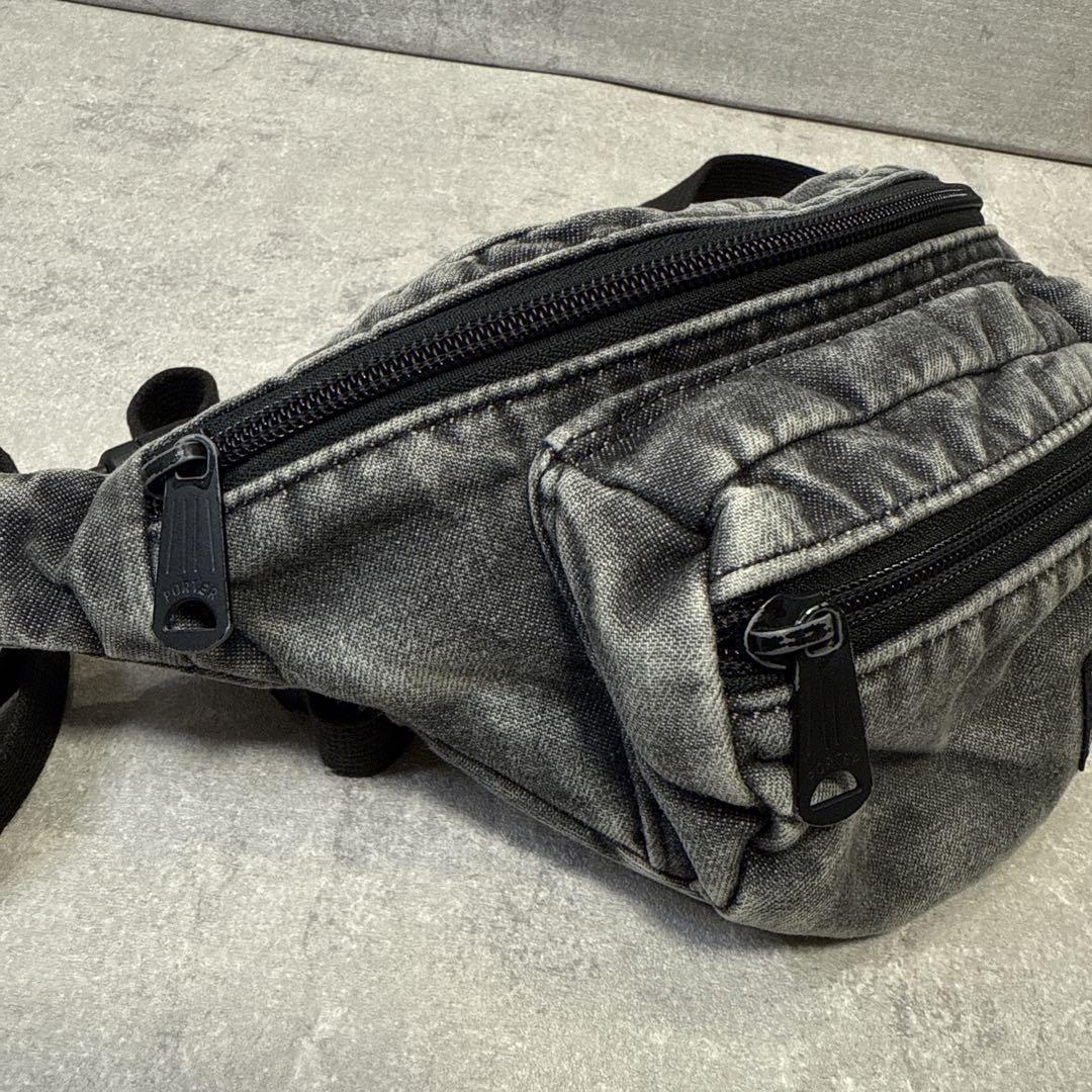 PORTER×B印 YOSHIDA ウエストバッグ ケミカルウォッシュ 黒