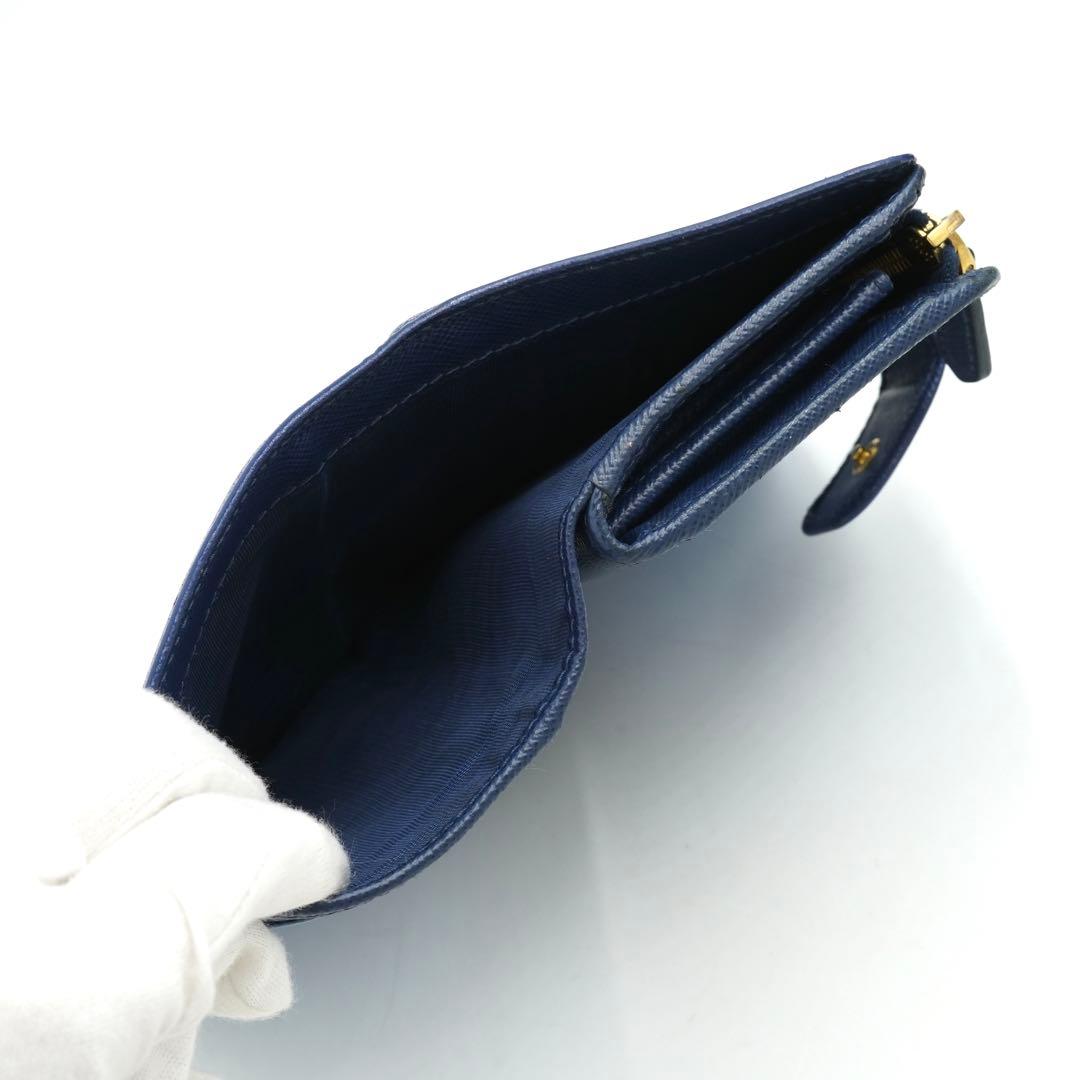 ✨未使用展示品✨　PRADA ミニ財布　サフィアーノレザー　バイカラー　ブルー