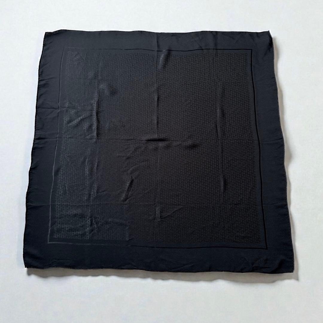 トロッター総柄 シルク スカーフ ブラック シフォン