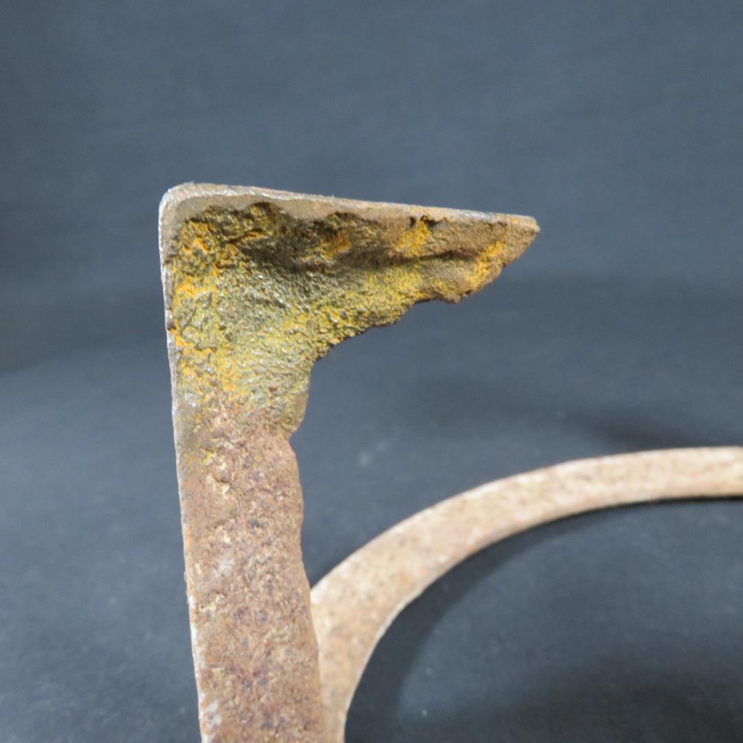 唐銅 利休 面取風炉 風炉師 一ノ瀬宋辰 五徳 鬼爪 底瓦付　共箱