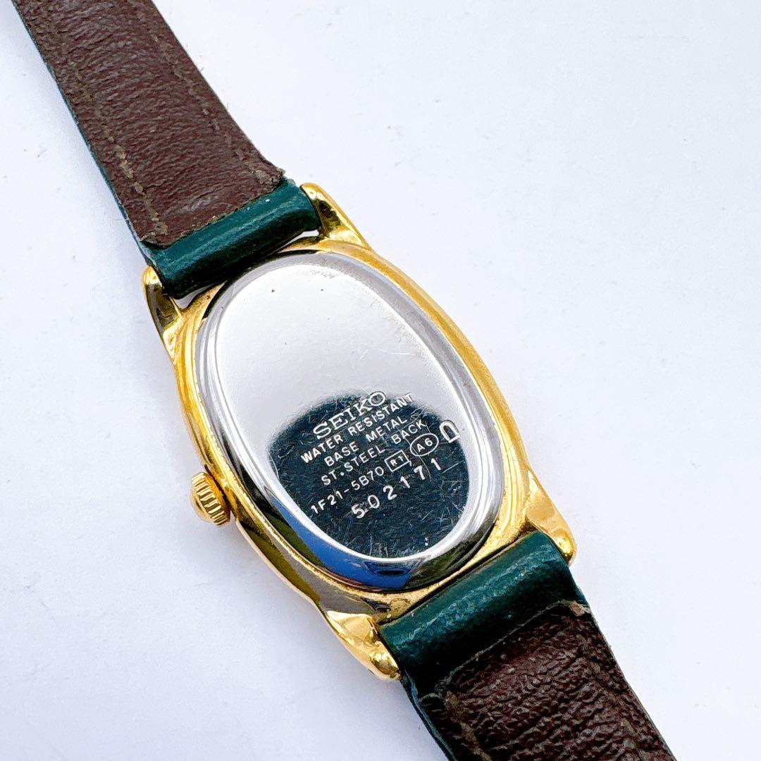 稼働品 SEIKO ゴールド グリーン 腕時計 N 電池交換済 レディース